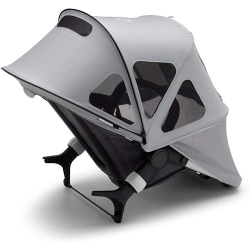 Bugaboo Donkey Breezy Sun Canopy Stroller Accessory with UPF 50+ Sun Protection and Ventilation Panels, Misty Grey