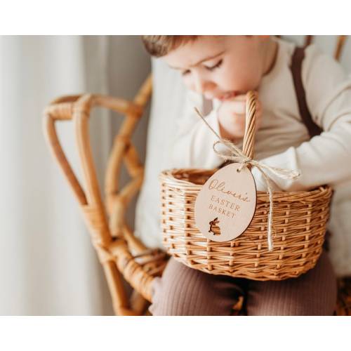 Personalised Engraved Easter Basket Tags | Easter Keepsake Decoration | Wooden Baby Easter Gift | Easter Egg Hunt Labels | Easter Bunny Tag