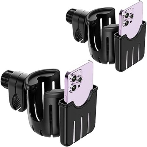 Guiseapue 2 Packs Stroller Cup Holder, Universal Cup Holder for Stroller, Bike, Wheelchair, Walker, Scooter, Stroller Accessories for Uppababy, Nuna, Bugaboo, Doona, Gifts for Women, Mom, Men