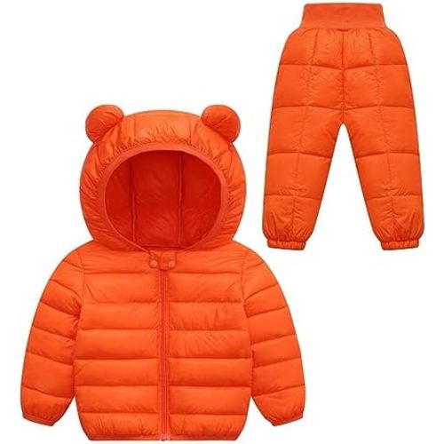 Happy Cherry Baby Toddler Two Piece Snowsuit Winter Down Jacket with Elastic Waist Snow Pants