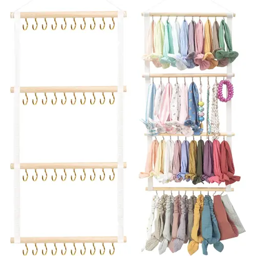 POVETIRE Headband Holder for Girls Baby Headband Organizer Head Bands Hair Accessories Display Organizer Wall Hanging Decor for Nursery Toddler Girl Room