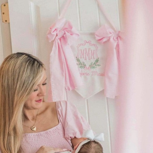 Baby Banner with Custom Embroidered Monogram Frame