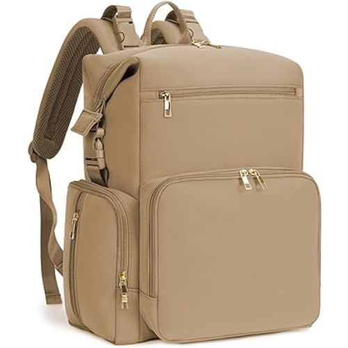 Neoprene Diaper Bag Backpack with Changing Pad, Large Newborn Baby Maternity Bags Travel Tote with Insulated Pockets (Brown)