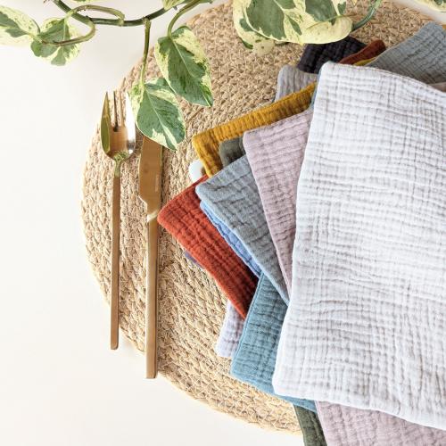 Organic Cloth napkins cotton. Reusable napkins unpaper. Muslin Everyday Dinner Table napkins. Eco friendly products Zero waste hostess gift