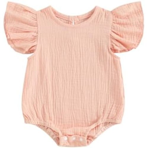 Newborn Infant Baby Girl Fly Sleeve Solid Ruffle Romper Bubble Bodysuit Jumpsuit Casual Clothes One Piece Outfit