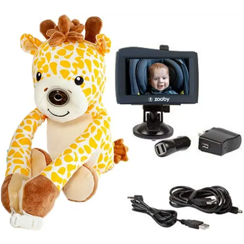 Zooby Car Baby Monitor Helps Reduce Distracted Driving! Our Cuddly Plush Monitor That Babies Love Serves as a Soothing Companion for Baby so You Can Drive with Complete Peace of Mind, (Jordan)
