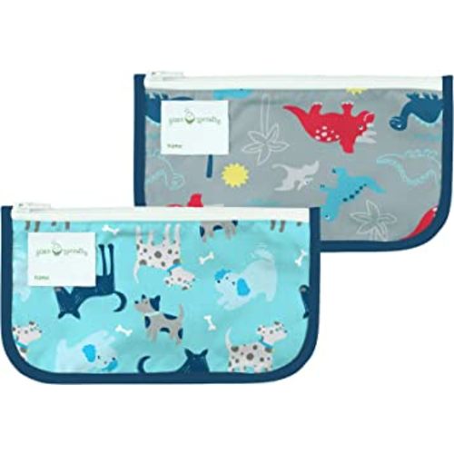 green sprouts Reusable Snack Bags (2 Pack) Holds Food, Utensils, Wipes, & More Food-Safe, Waterproof, Easy-Clean Material