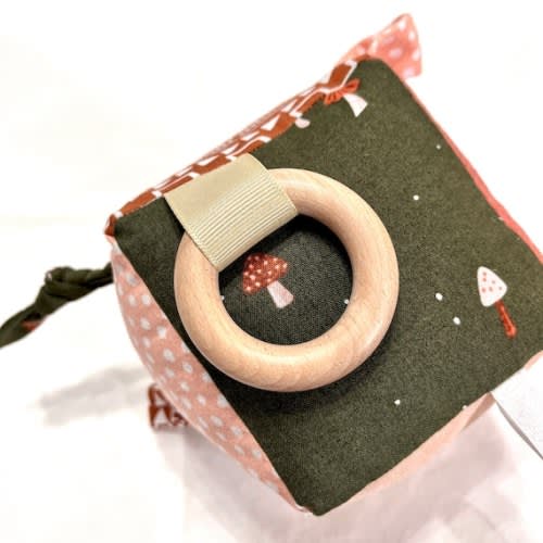 Woodland Mushrooms Sensory Block Toy, Baby Activity Cube, Baby Girl Shower Gift, Montessori, Soft Fabric Block, Teething Toy, Pink Green - Etsy