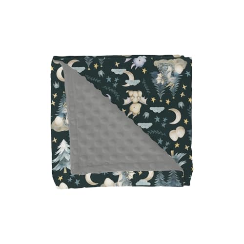 Fairytale Dragons Baby Blankets for Girl Boy Cute Dragon Moon Stars Cloud Trees Eggs Soft Mink with Dotted Backing Double Layer Swaddle Blanket Fantasy Animal Bed Throw for Newborn Toddler Crib 30x40