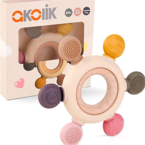 akolik Baby Teething Toys, Teething Relief Toy, BPA Free Baby Chew Toys Infant Toys Newborn Accessories, Teethers for Babies 0-3-6-9-12 Months Old Boys Girls