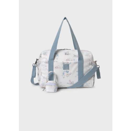 Mayoral Printed Diaper Bag with Accessories in Polar Blue