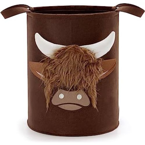 Best Deal for Kigai Highland Cow Storage Bins with Handles Felt