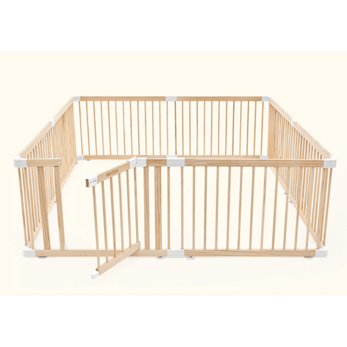 HARPPA Grovi Wooden Baby Gate Playpen | Non-Toxic Foldable DIY Adjustable Play Yard for Infants & Toddlers – Natural Finish Baby Fence for Small & Large Spaces