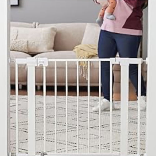 Safety 1st Easy Install Walk Thru Baby Gate for Doorway With Door, Dog Gates, Fits 29"-38", Easy Install 28" Tall, White