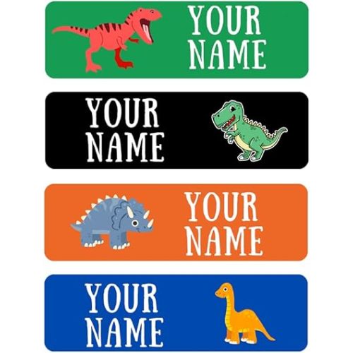 128 Custom Waterproof Dishwasher Safe Kid Name Labels for Daycare, School Supply, Baby Bottles, Lunch Boxes and Cups, Travel. Cute Personalized Design Name Stickers (Pattern 3)