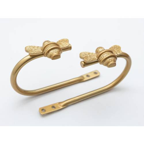 2 Gold Bee Curtain Holdbacks | Brass bee Curtain Tie Backs | Bumblebee Accessories | Bee hooks