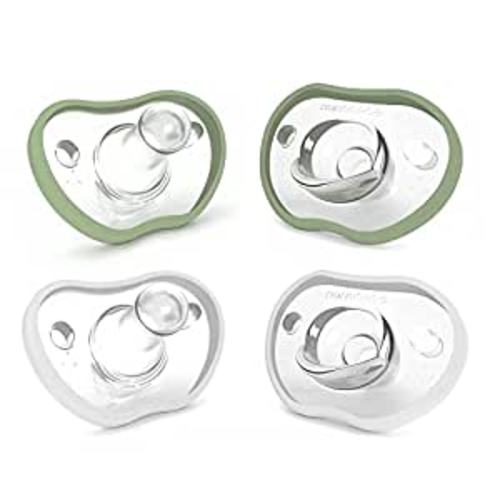 Amazon.com : Nanobebe Baby Pacifiers 0-3 Month - Orthodontic, Curves Comfortably with Face Contour, Award Winning for Breastfeeding Babies, 100% Silicone - BPA Free. Baby Registry Gift 4pk, Sage/White : Baby