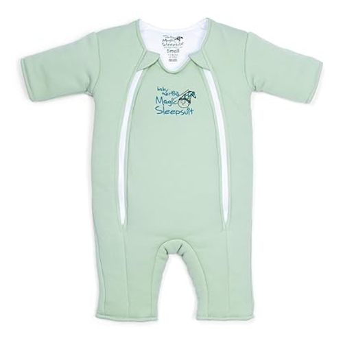 Magic Sleepsuit Baby Merlin's Cotton Baby Swaddle Transition Product - Soft and Cozy Design, Double Zipper for Easy Diaper Changes, Promotes Safe Sleep, 3-6 Months - Sage Green - Large 18-21lbs