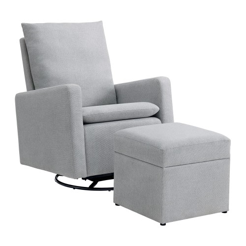 Oxford Baby Everlee Upholstered Glider/Ottoman, Light Gray