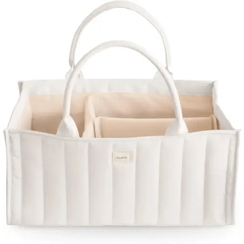 mushie Baby Diaper Caddy | Newborn Essentials Organizer for Diaper Changing Station (Ivory)