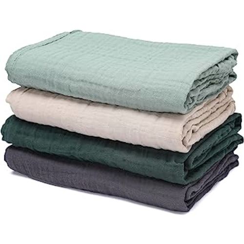 CottCare Baby Muslin Swaddle Blanket for Boys and Girls,4-Pack Breathable and Skin-Friendly,Wrap Soft Silky Cotton Muslin Swaddle Blankets