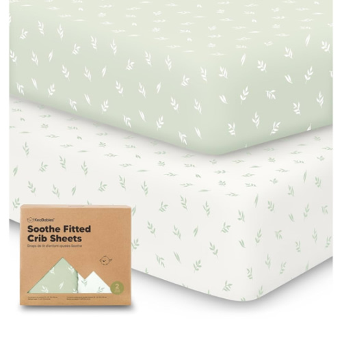 KeaBabies 2-Pack Organic Crib Sheets for Boys, Girls - 52x28 Fitted Crib Mattress Sheet Neutral, Breathable Jersey Cotton Cover for Baby Bed, Toddler Mattress, Soft & Cute Prints (Herb)