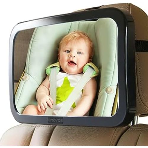 Enovoe Baby Car Mirror with Cleaning Cloth - Wide Convex Back Seat Baby Mirror is Shatterproof and Adjustable - 360 Swivel Rear Facing Car Seats Mirror Helps Keep an Eye on Your Infant car baby mirror