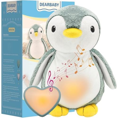 DEARBABY Baby Sleep Soother,Baby Registry Search Baby Soother Cry Baby Shower Gifts Auto Off Timer,Heartbeat Penguin Help Kids Go to Sleep Faster,Mother's Day Gifts