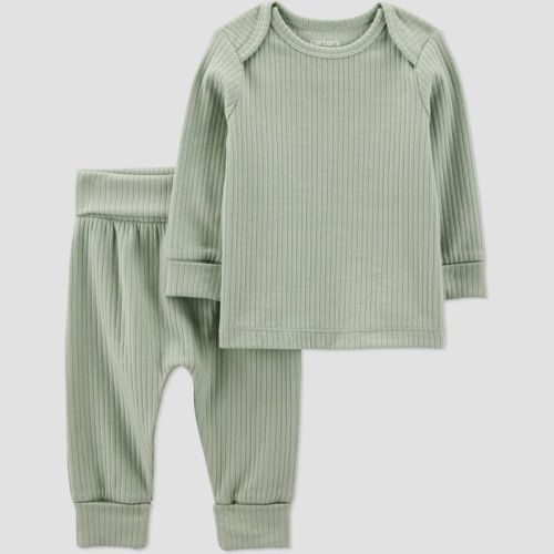 Carter's Just One You® Baby 2pc Textured Knit Top & Bottom Set - Green 18M: Cotton Elastane, Long Sleeve, Pullover