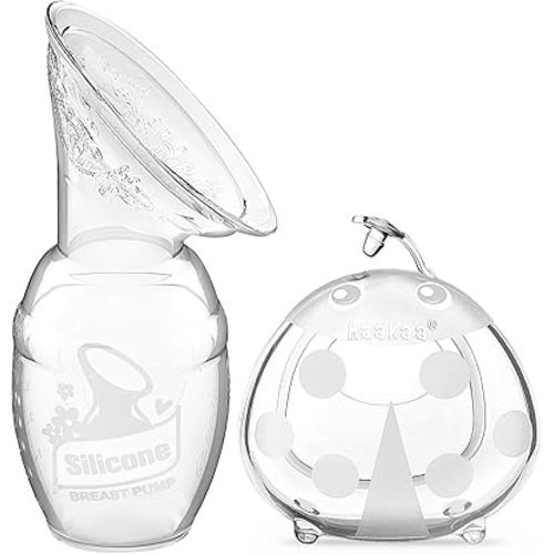 haakaa Silicone Breast Pump and Ladybug Breast Shells Combo for Breastfeeding Moms to Collect Breast Milk| Pumping and Nursing| Portable Breastmilk Catcher(pump-4oz/100ml,1pk; Shell-2.5oz/75ml,1pk)