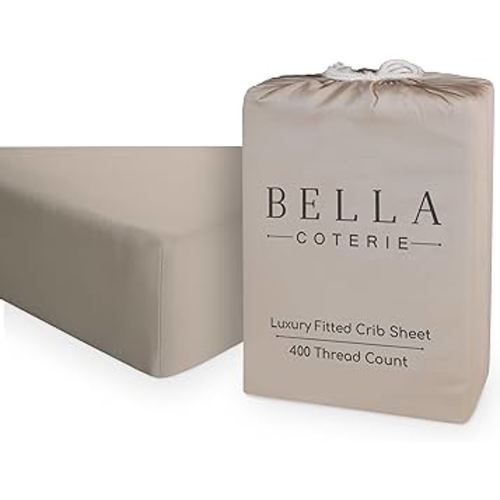 BELLA COTERIE Luxury Bamboo Crib Sheet | Organically Grown | Ultra Soft | Cooling for Better Sleep | Deep Pocket Fitted Sheet for Crib & Toddler Mattress | Viscose Made from Bamboo [Dune]