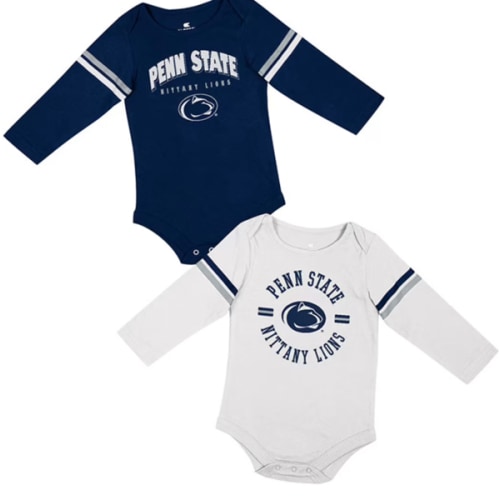Penn State Nittany Lions Colosseum Baby NAVY Ad 2PK LS Romper Set