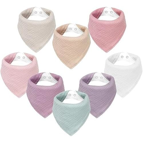 Muslin Bibs, Muslin Baby Bibs for Girls & Boy Muslin Bandana Bibs 100% Cotton Baby Bibs for Drooling and Teething
