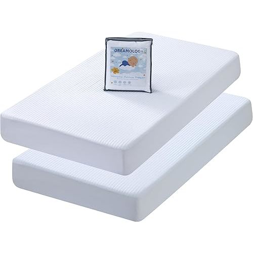 Dreamology Standard Waterproof Crib Mattress Protector,100% Waterproof Baby Crib Mattress Protector,Quilted Mattress Pad Cover,52x28 Mattress Pad Cover for Unisex (2 Pack)