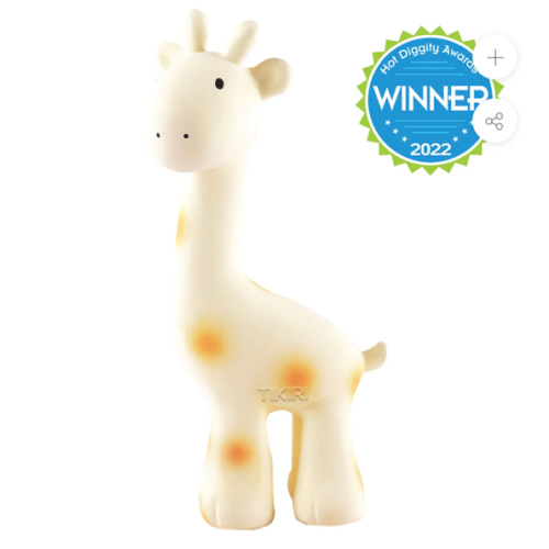 Giraffe Organic Natural Rubber Rattle, Teether & Bath Toy