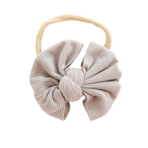 Taupe Ribbed Bamboo Bow Headband