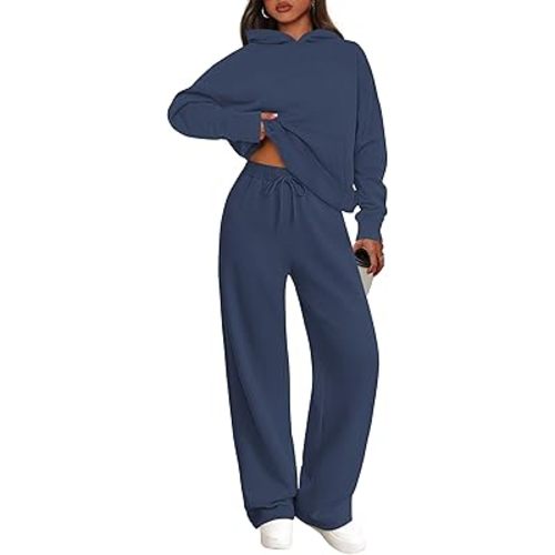 PRETTYGARDEN Women's 2 Piece Outfits Spring Sweatsuits Oversized Hoodies Wide Leg Sweatpants Tracksuits Lounge Matching Sets