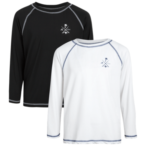Quad Seven Boys' Rash Guard Shirt - 2 Pack Long Sleeve Swim Shirt (Size: 2T-18)
