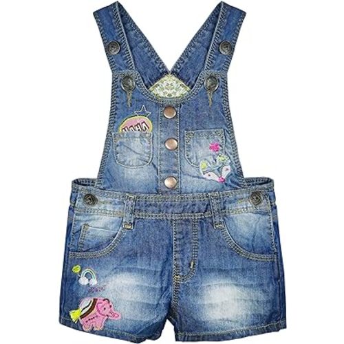 KIDSCOOL SPACE Baby & Little Girls/Boys Summer Shorts,Adjustable Jean Shortall Overalls