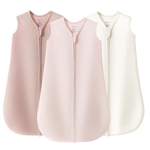 JELLYMONI Baby Sleep Sack 6-12 Months 100% Cotton Wearable Blanket, 0.5 TOG Soft Lightweight Toddler Sleeping Sack 3 Pack 2-Way Zipper Newborn Sleep Sacks