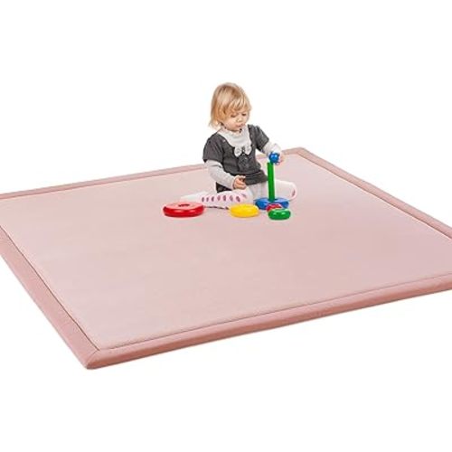HOMBYS 1.2-Inch Thick Play Mat for Playpen 71x59, Memory Foam Baby Play Carpet Mat with Non-Slip Backing for Kids Toddler Crawling and Play, Super Soft Velvet Playmat for Nusery