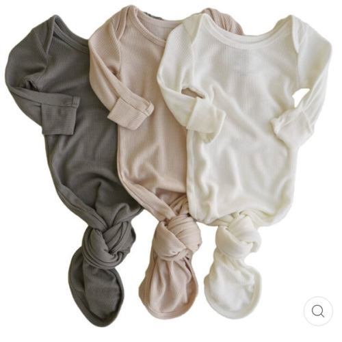 Bamboo Waffle Newborn Baby Knot Gown 3-Pack | Bamboo Forest