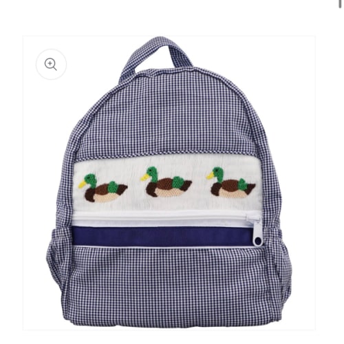 Navy Gingham Smocked Mallard Backpack – Cecil & Lou