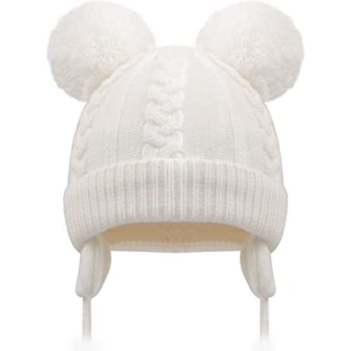 Duoyeree Toddler Winter Hat with Earflap Scarf Hood Thick Warm Kids Skull Cap for Baby Girls Boys