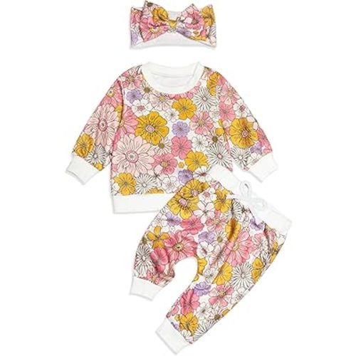 Baby Girl Sweatshirt Clothes Pants Set Joggers Toddler Fall Outfit Infant Sweatsuit