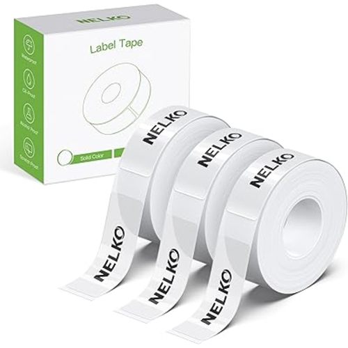 NELKO Genuine P21 Label Maker Tape, Adapted Label Print Paper, 14x40mm (0.55"x1.57"), Standard Laminated Office Labeling Tape Replacement, Multipurpose of P21, 180 Labels/Roll, 3-Roll, Transparent
