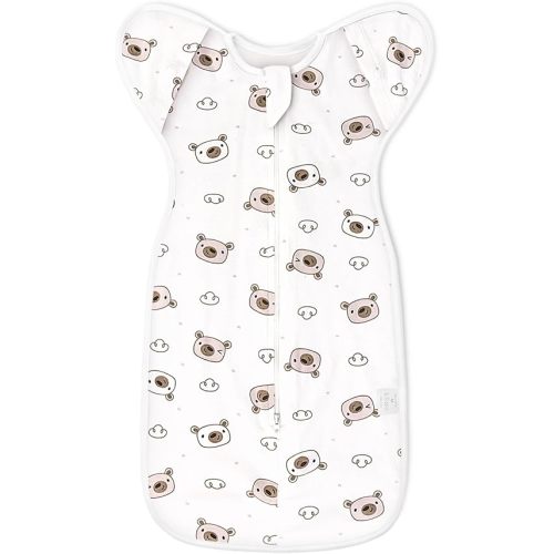 Baby Transitional Swaddle Sleep Sack 3-6 Month - Arms Up Swaddle with Cuff Removable Design, Cute Little Bear Newborn Swaddles with 2-Way Zipper