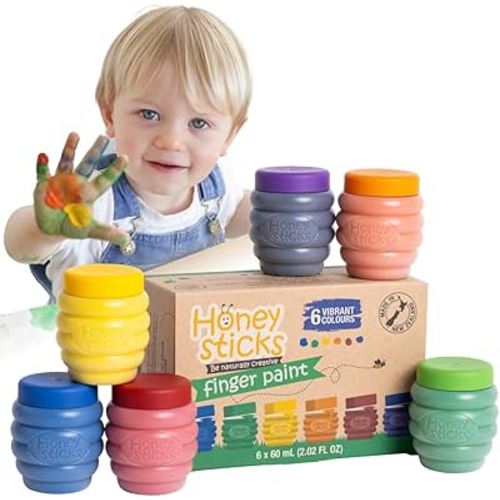 Amazon.com: Honeysticks Non Toxic Finger Paint (6 Bright Colors), Washable from Skin, Safe Finger Painting for Toddlers, Kids Ages 1-3, 2-4, 3-5, Perfect First Paint for Little Artists Age 1+, Water Based, Eco : Toys & Games