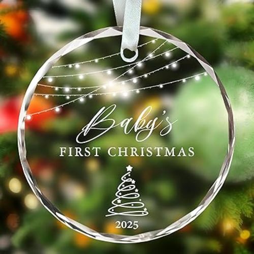 Baby First Christmas Ornament 2025,My First Christmas Ornament, Babies First Xmas,3" Glass Keepsake Babys 1st Year Ornaments 2025
