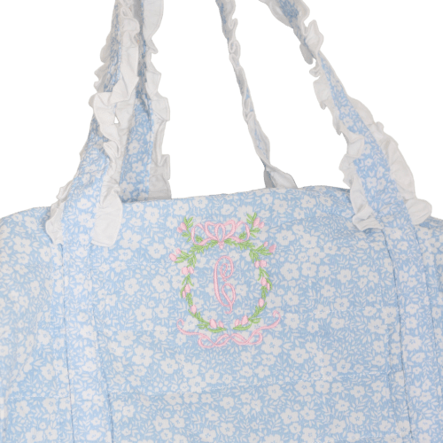 Blue Floral Quilted Duffel